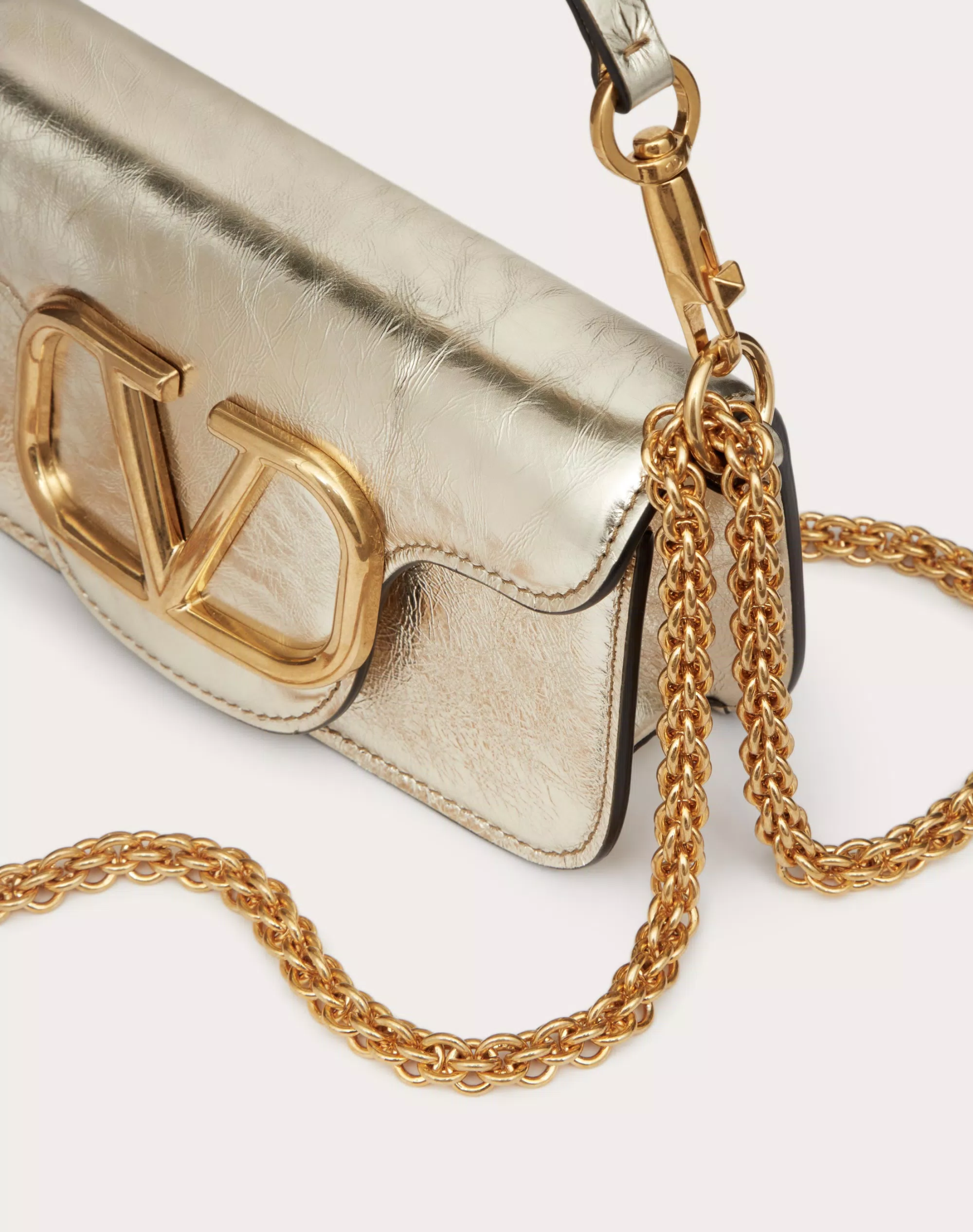SMALL LOCÒ METALLIC CALFSKIN SHOULDER BAG
